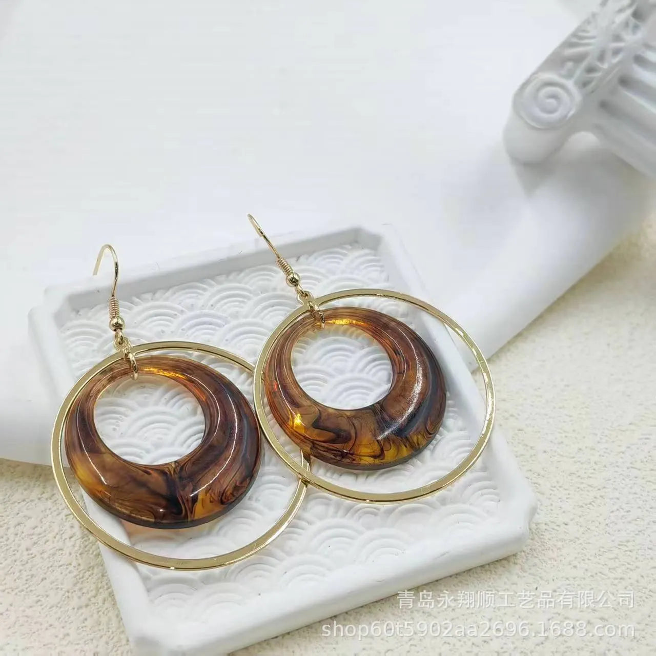 Amber Hoop Earrings