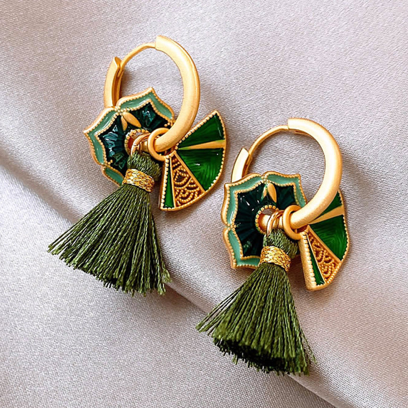 Emerald Tassel Earrings