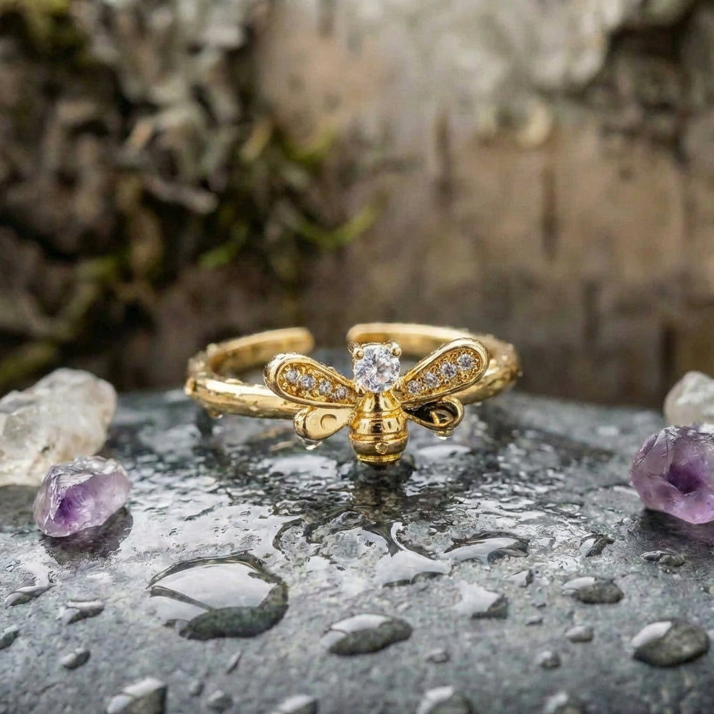 Elegant Crystal Bee Ring