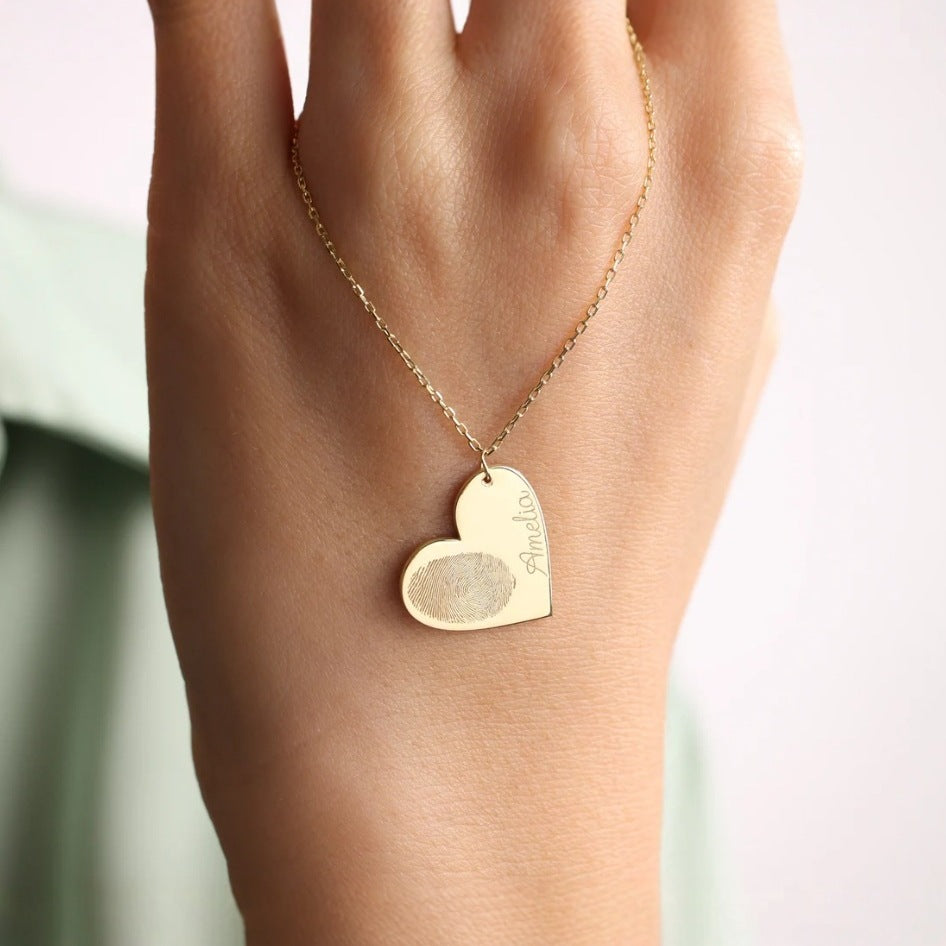 Personalized Gold Heart Necklace
