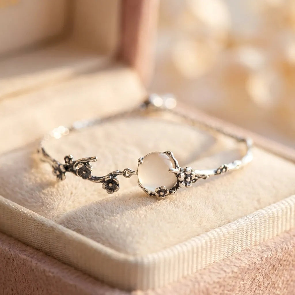 Vintage Silver Flower Branch Bracelet