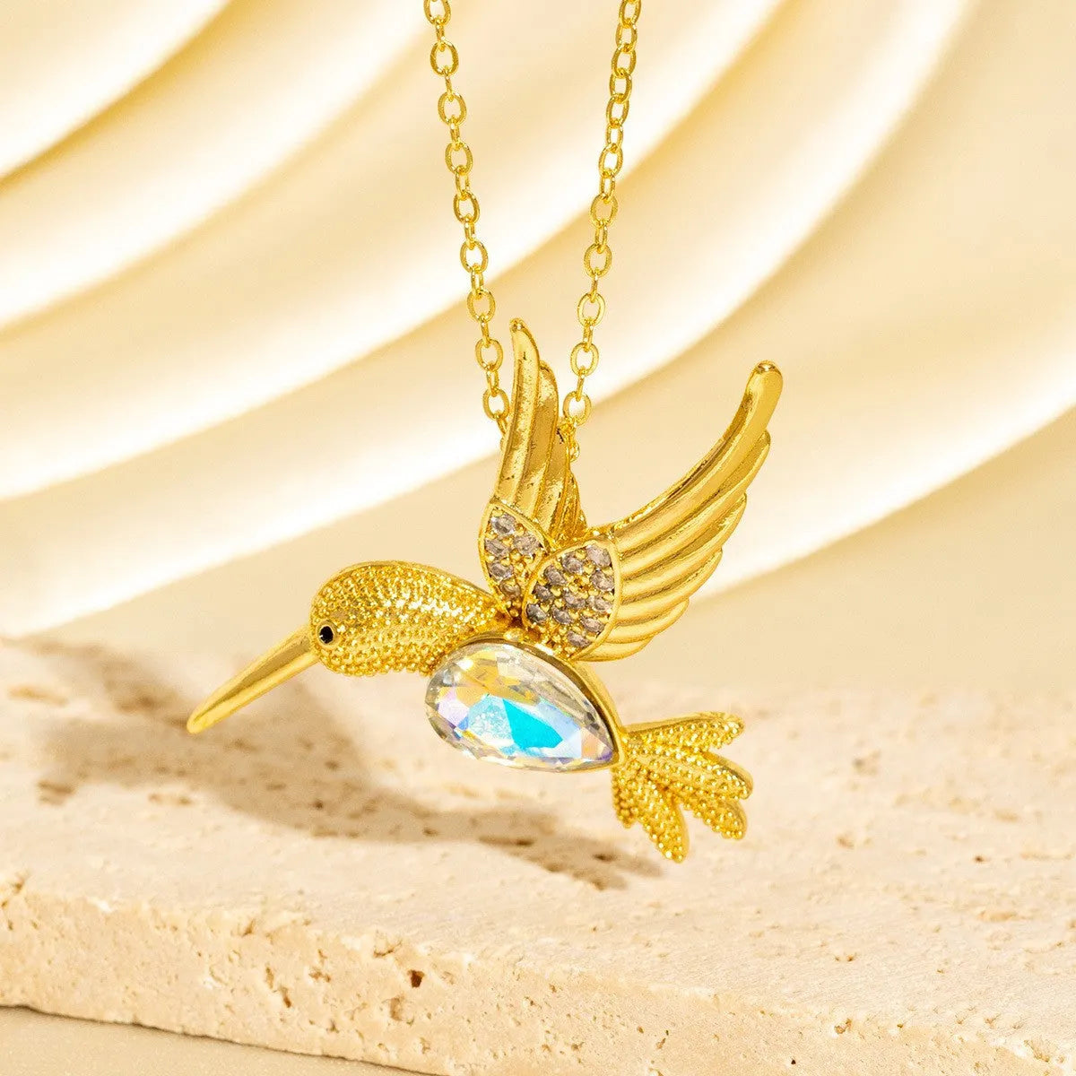Elegant Crystal Hummingbird Necklace