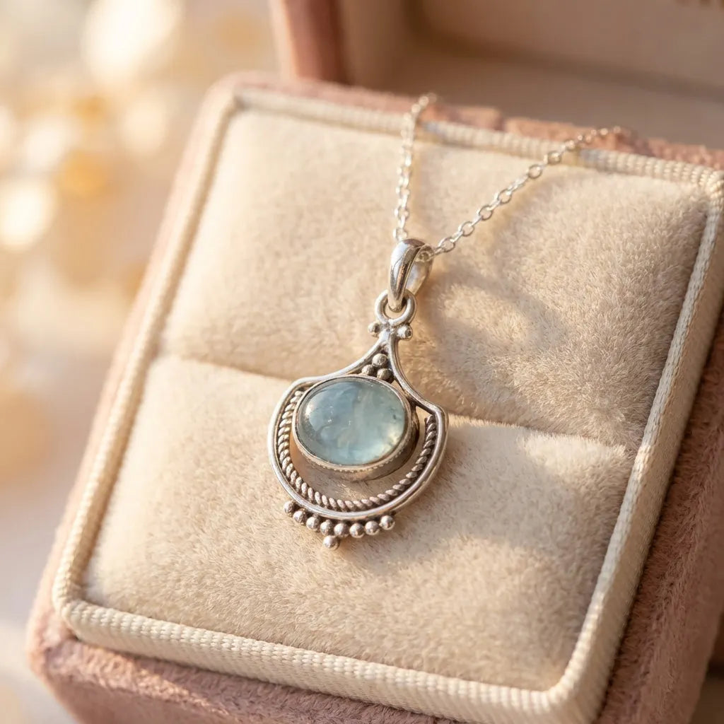 Boho Opal Necklace In Silver