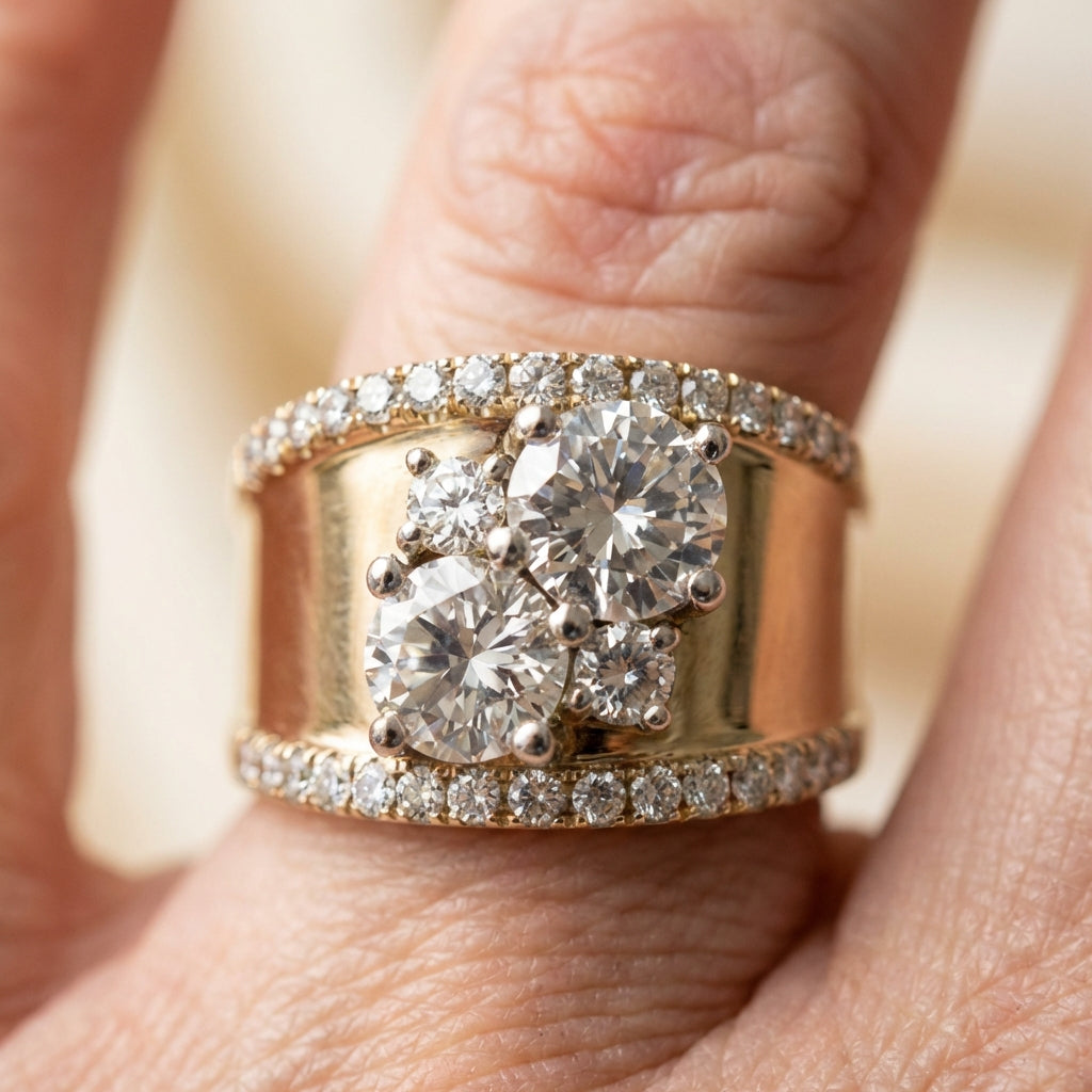 Vintage Golden Bright Zirconia Ring