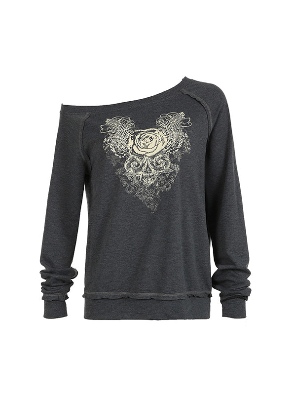 Gray Niche Design Rose Sweatshirts