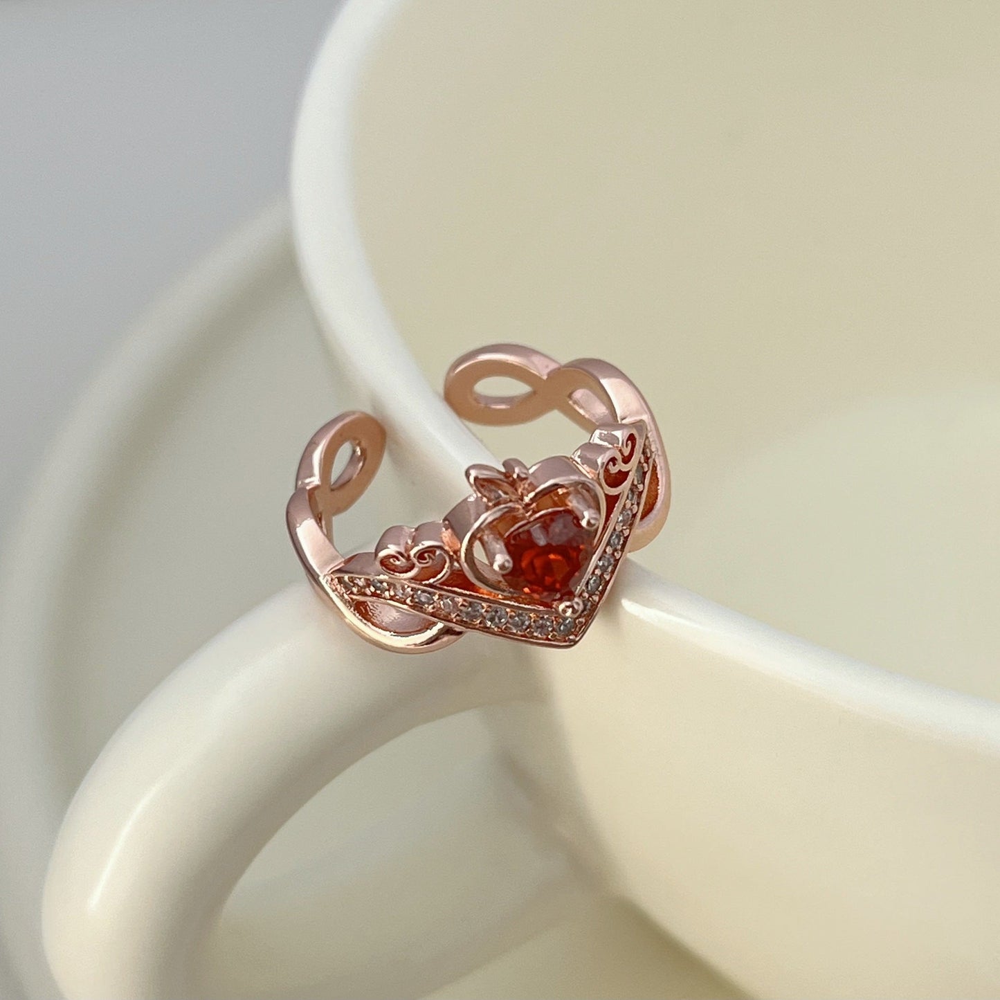 Romantic Ruby Heart Ring