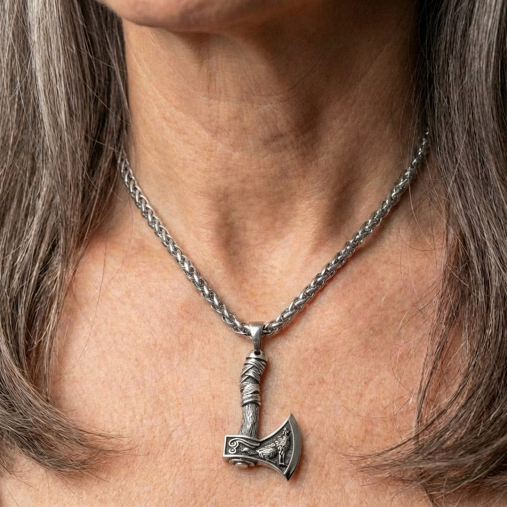 Vintage Viking Axe Pendant Necklace