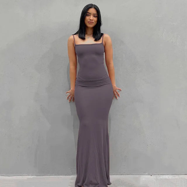 Dresses for Spaghetti Strap Black Long Dress Evening Y2k Sleeveless Skinny Bodycon Maxi Vestidos