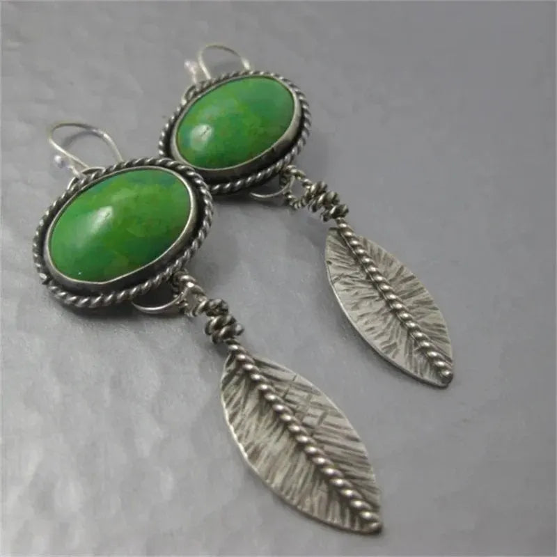 Vintage Green Stone Earrings