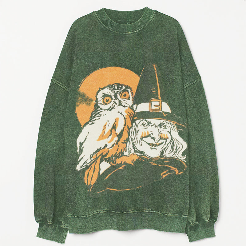 Halloween Witch and Owl Sweatshirt