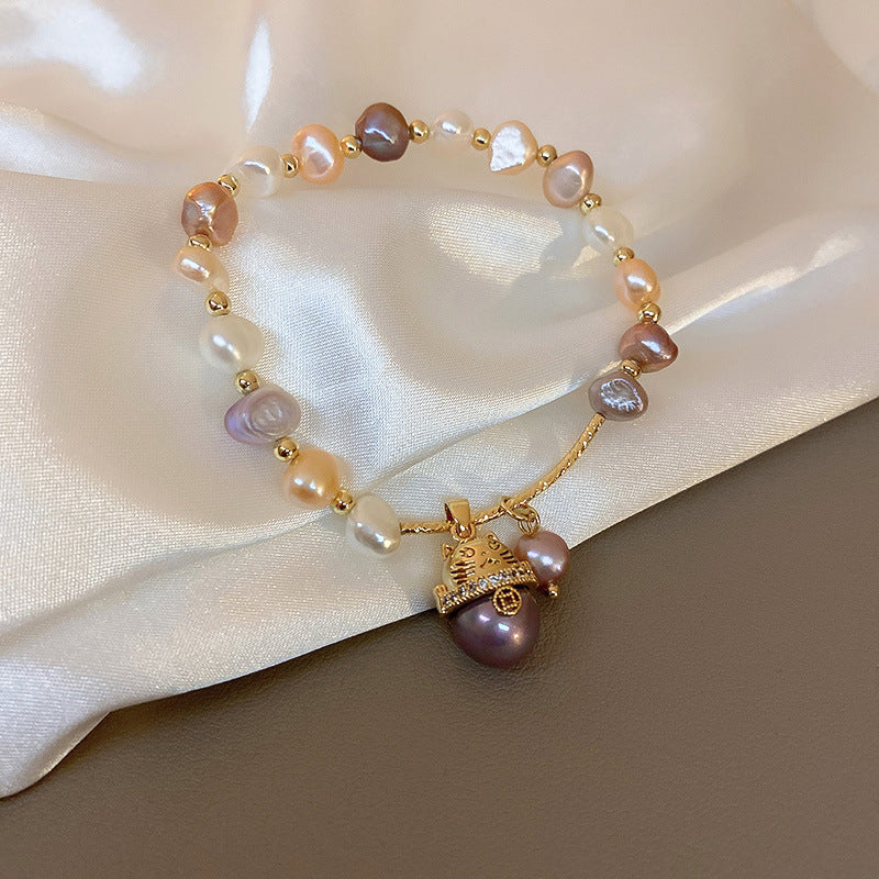Elegant Pearl Charm Bracelet