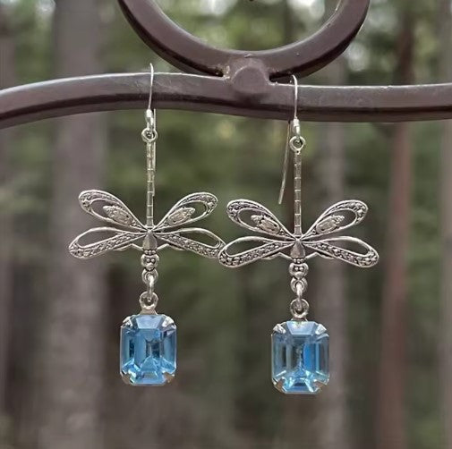 Vintage Dragonfly Blue Stone Dangle