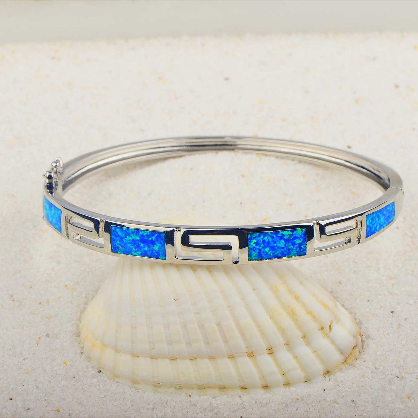Blue Opal Bangle Bracelet