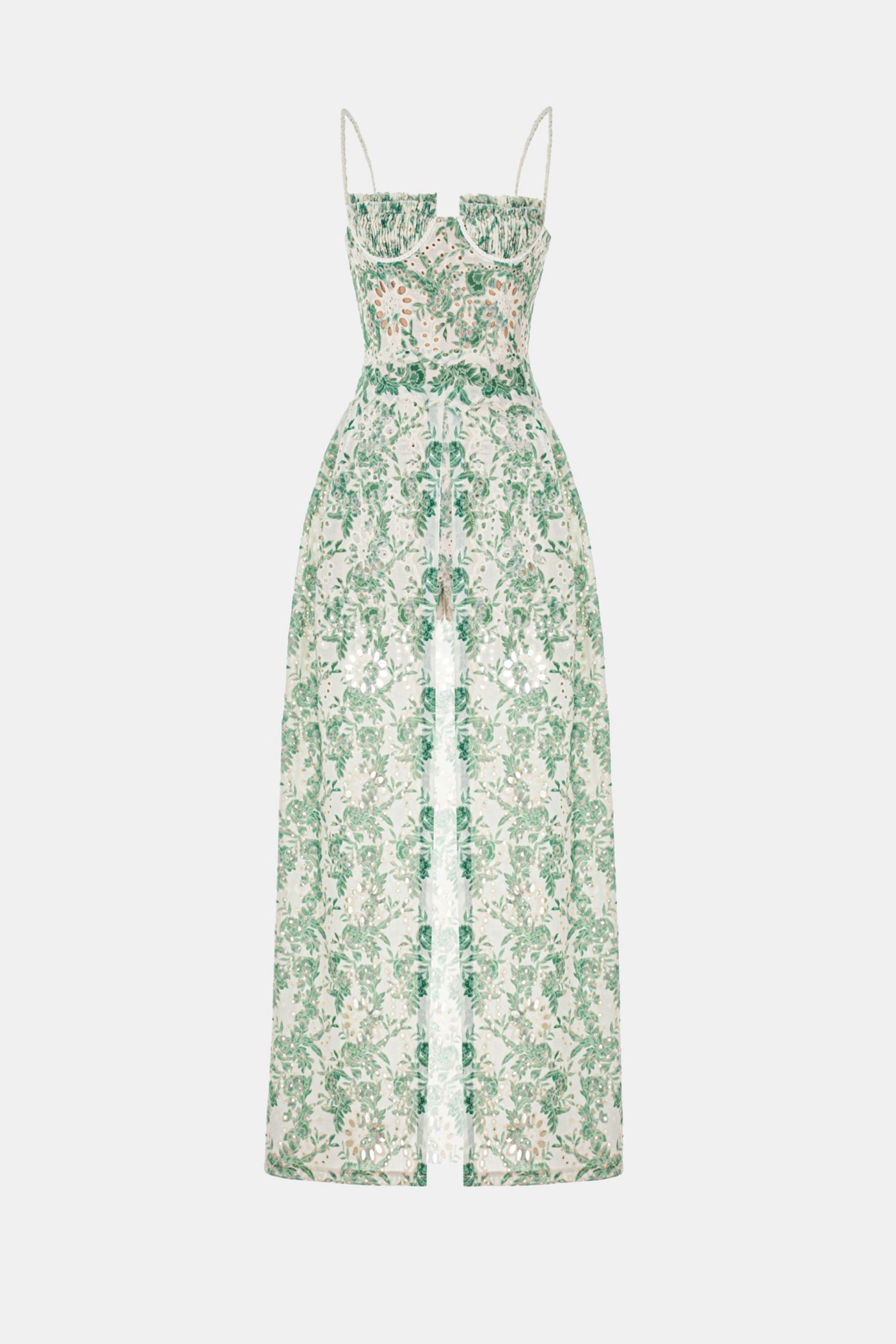 Abetzi Embroidered Shorts & Maxi Dress Set - Green