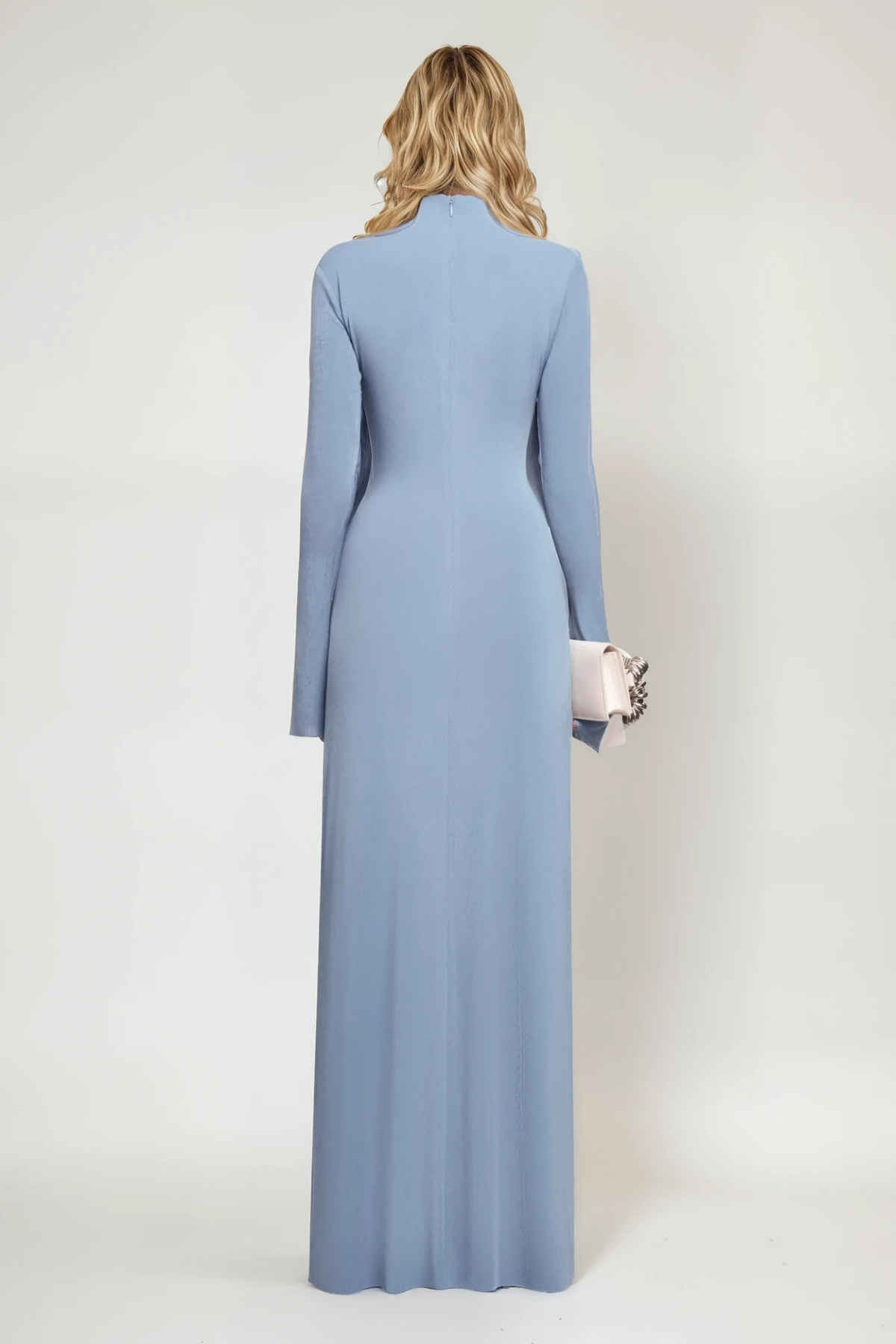 Anstice Ruch Bodycon Long Sleeve Maxi Dress in Blue