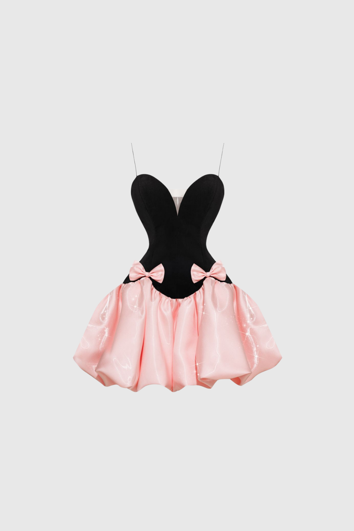 Arend Bow Ruffle Satin Mini Dress