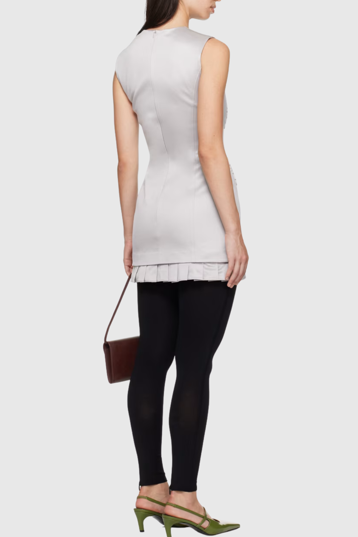 Arethusa Ruffle Sleeveless Mini Dress in Grey