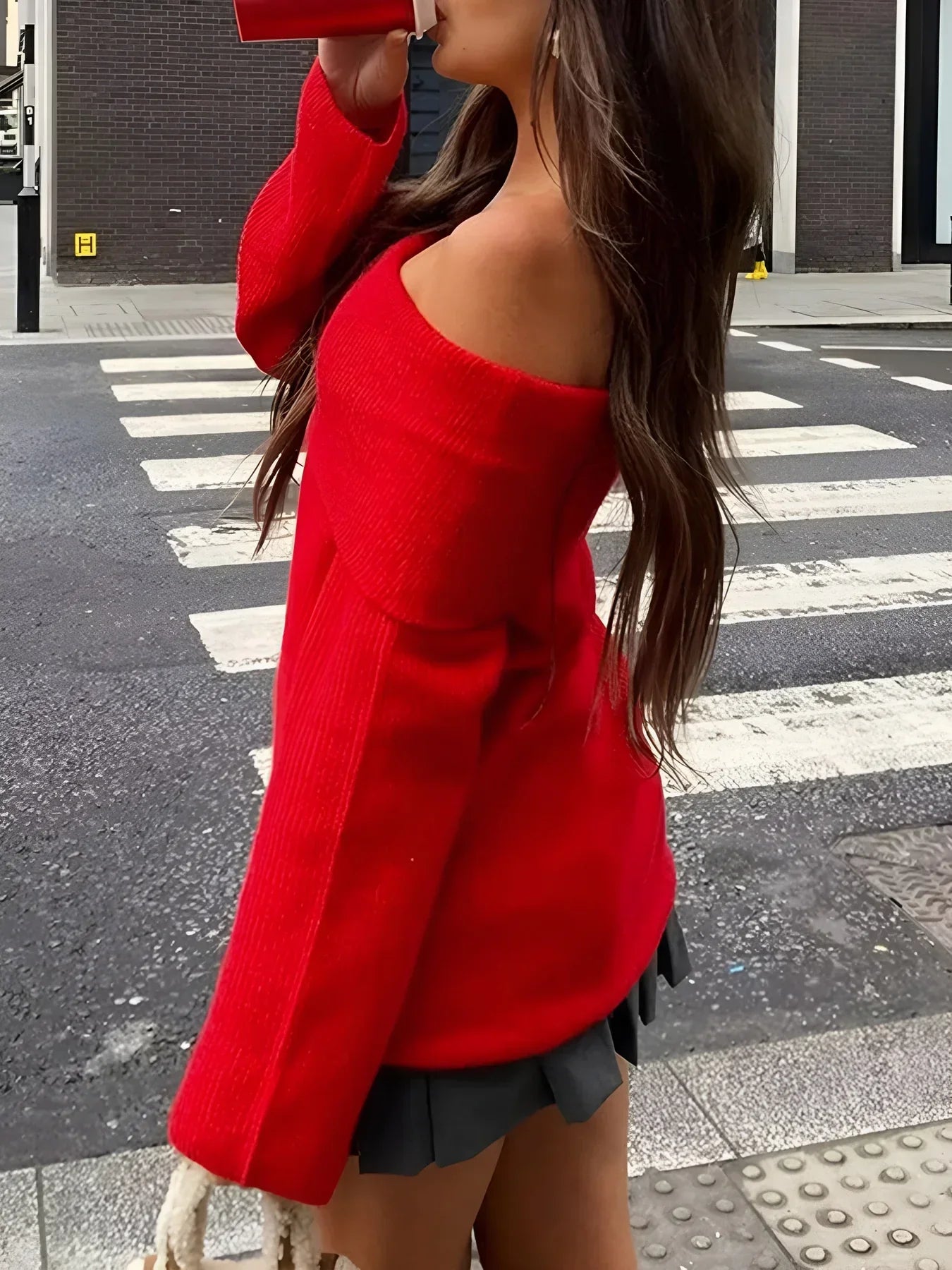 Off-shoulder Loose Sweater