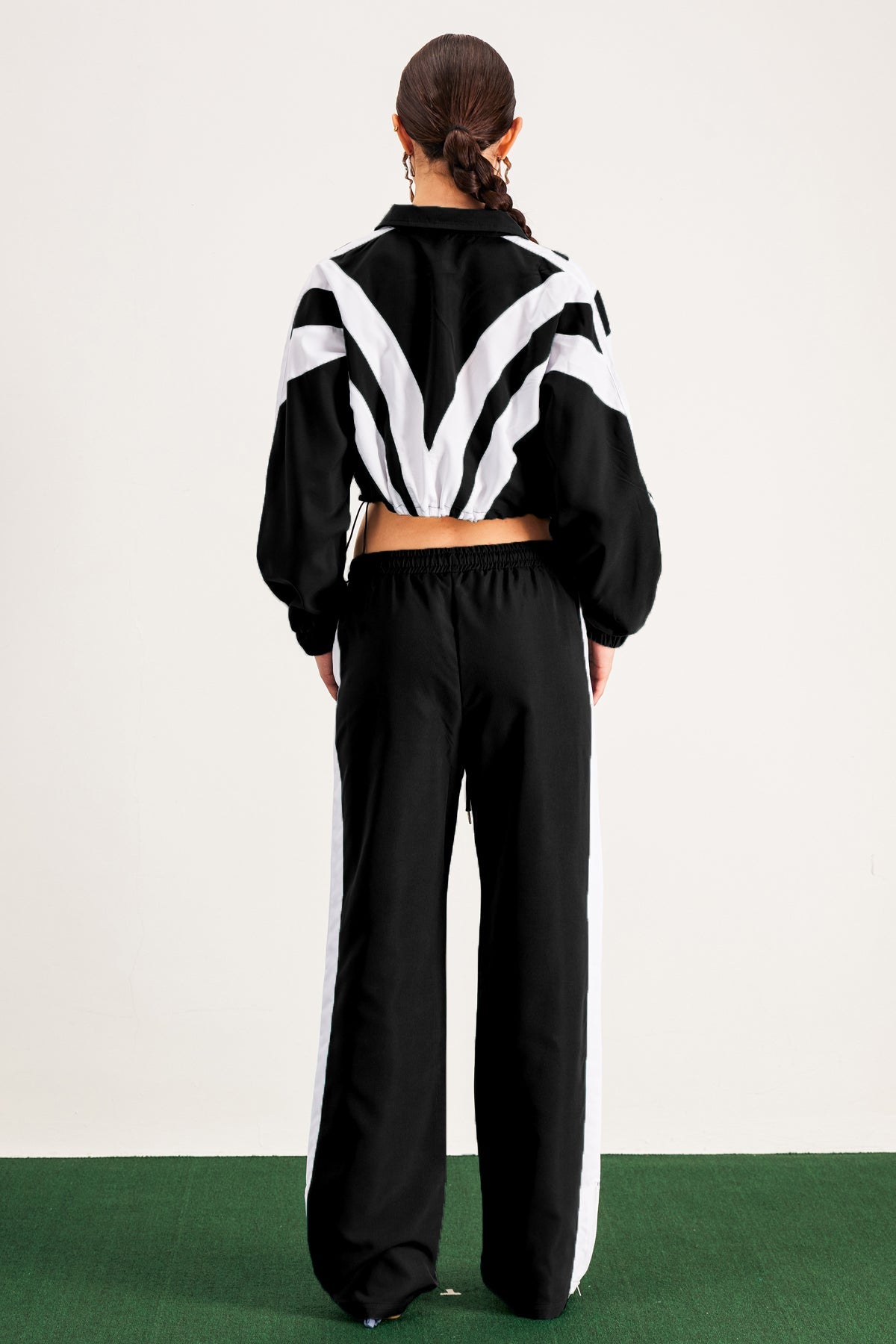 Baron Stripe Pants Set in Black