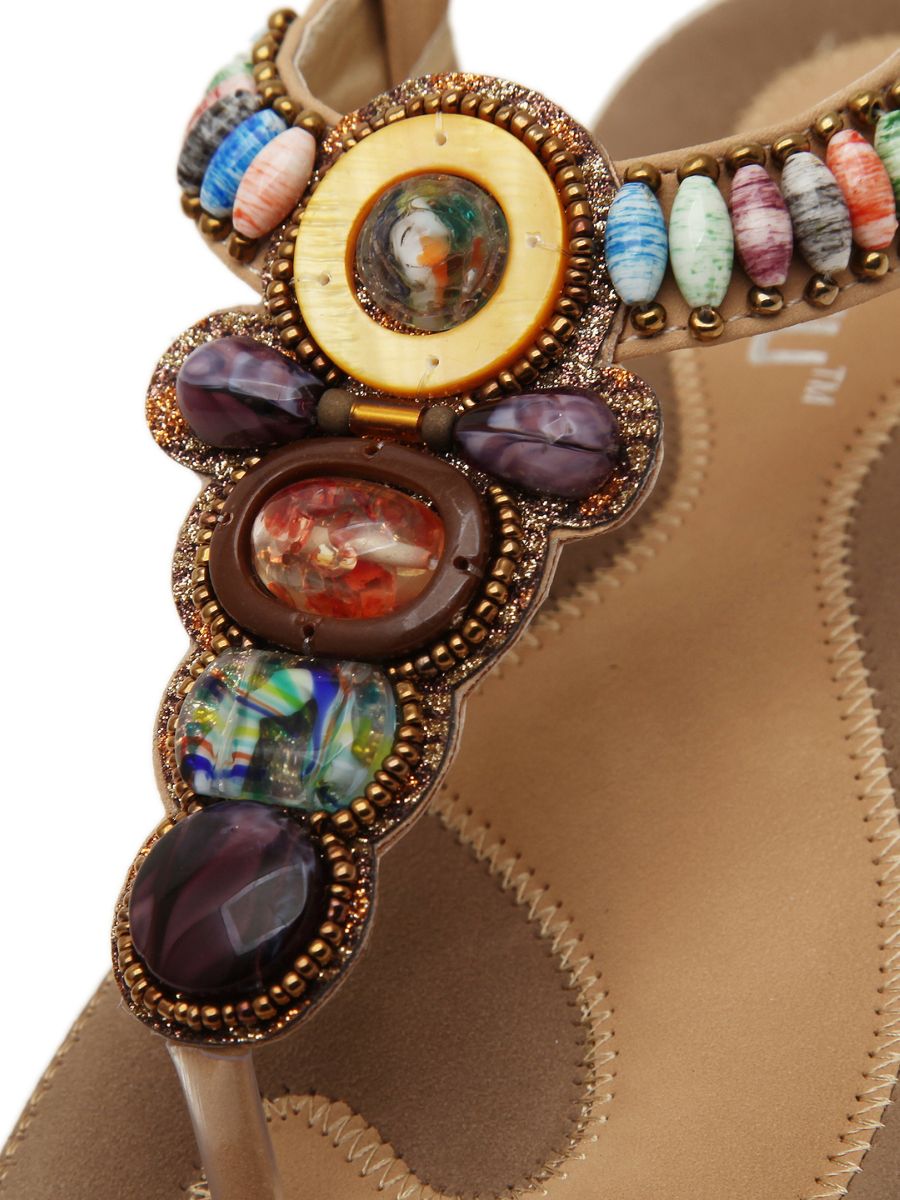 Siketu | Beige Beaded Sandal