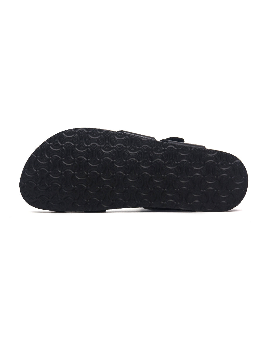 Maibulun | Black Tropical Print Footbed Sandal