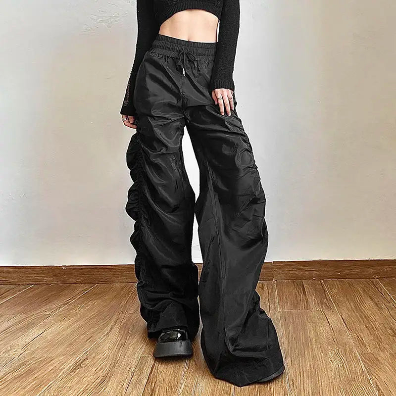 Comfortable Black Baggy High-waist Halloween Pants