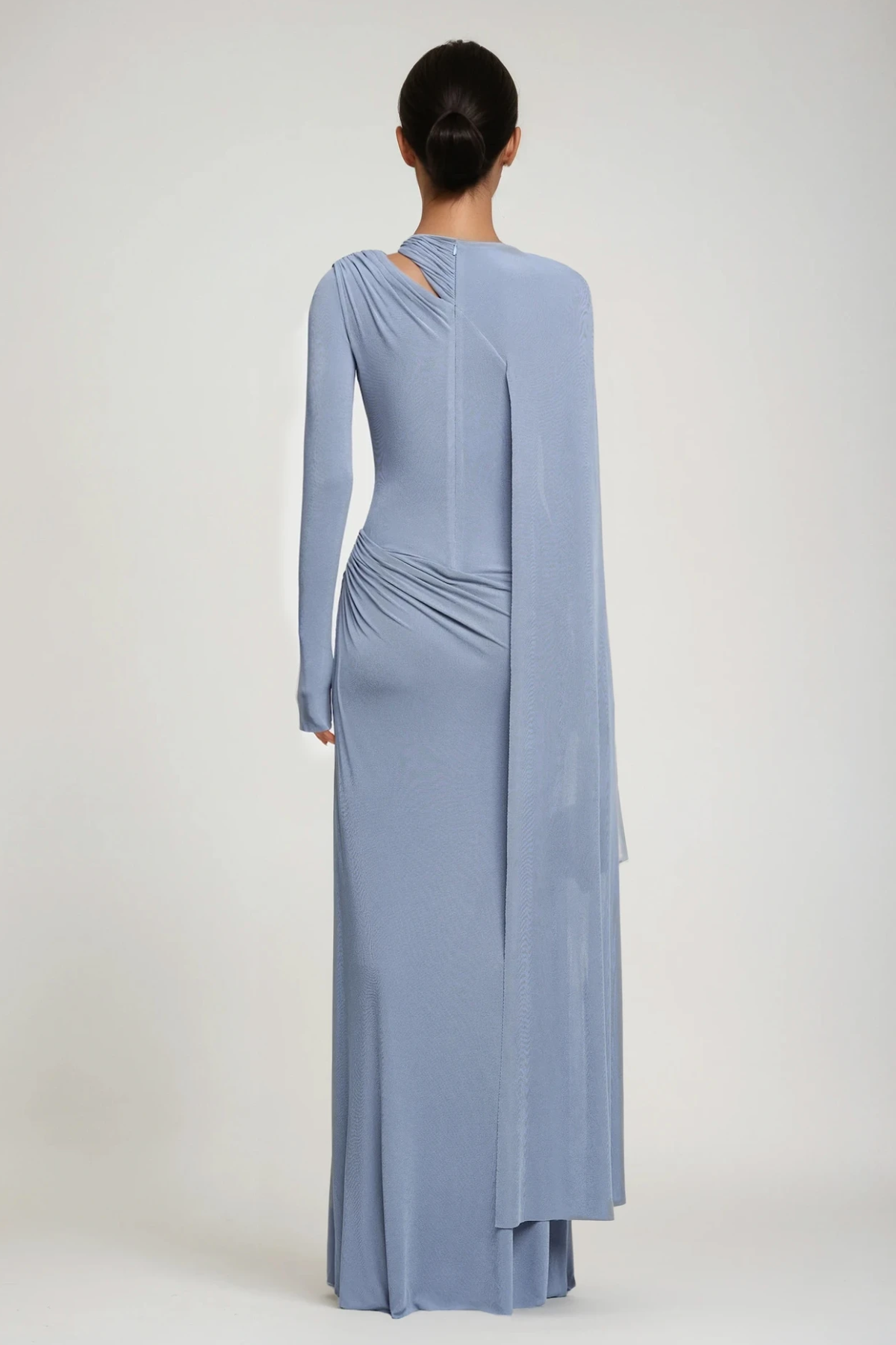 Brandt Cutout Shawl Maxi Dress in Blue