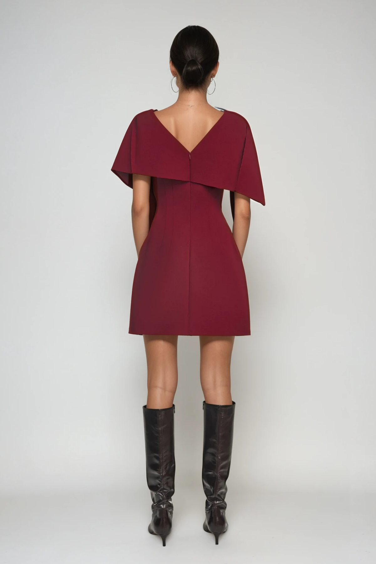 Cabdulqaadir Shawl Ruch Bodycon Mini Dress in Red