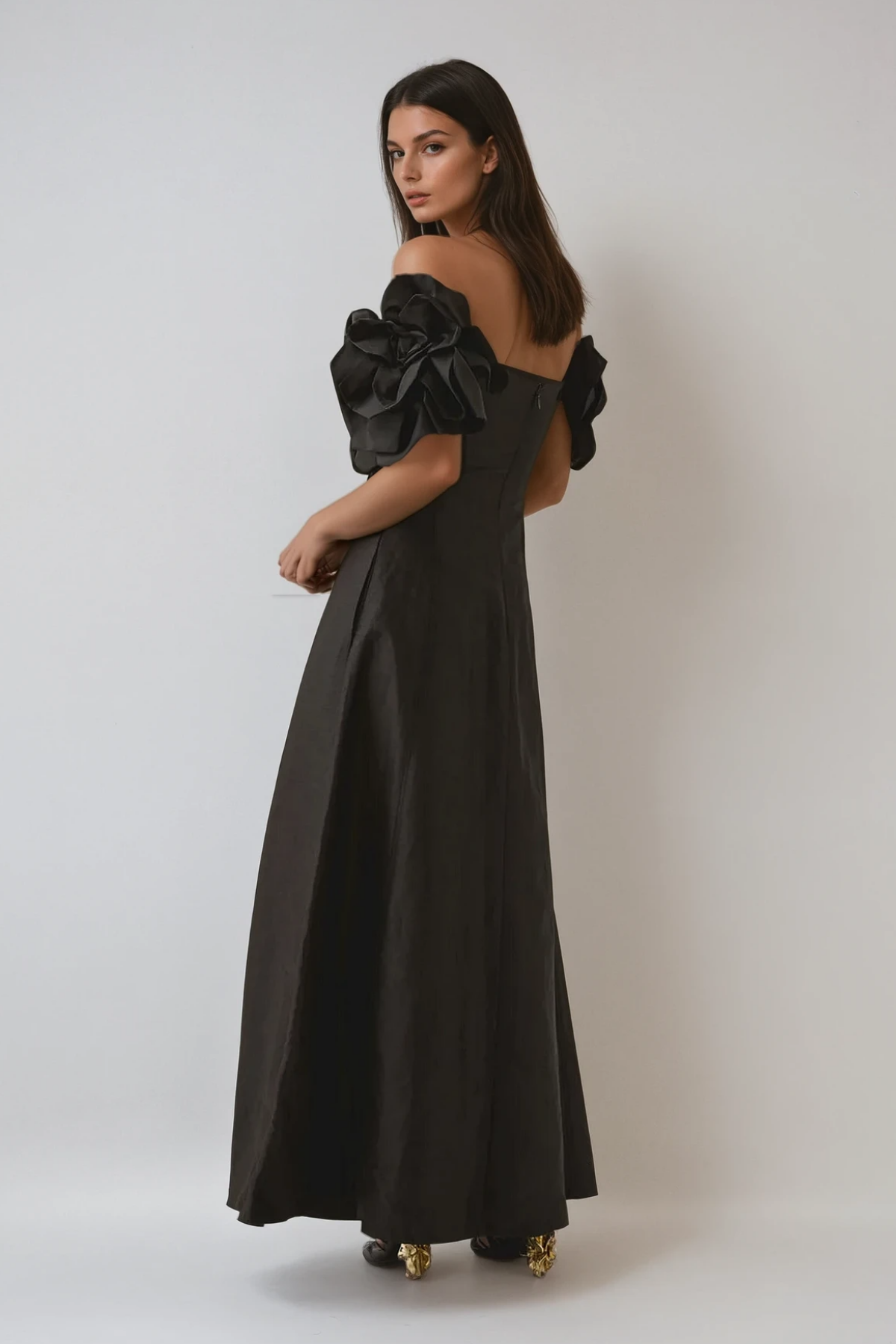 Calypso Flower Maxi Dress in Black