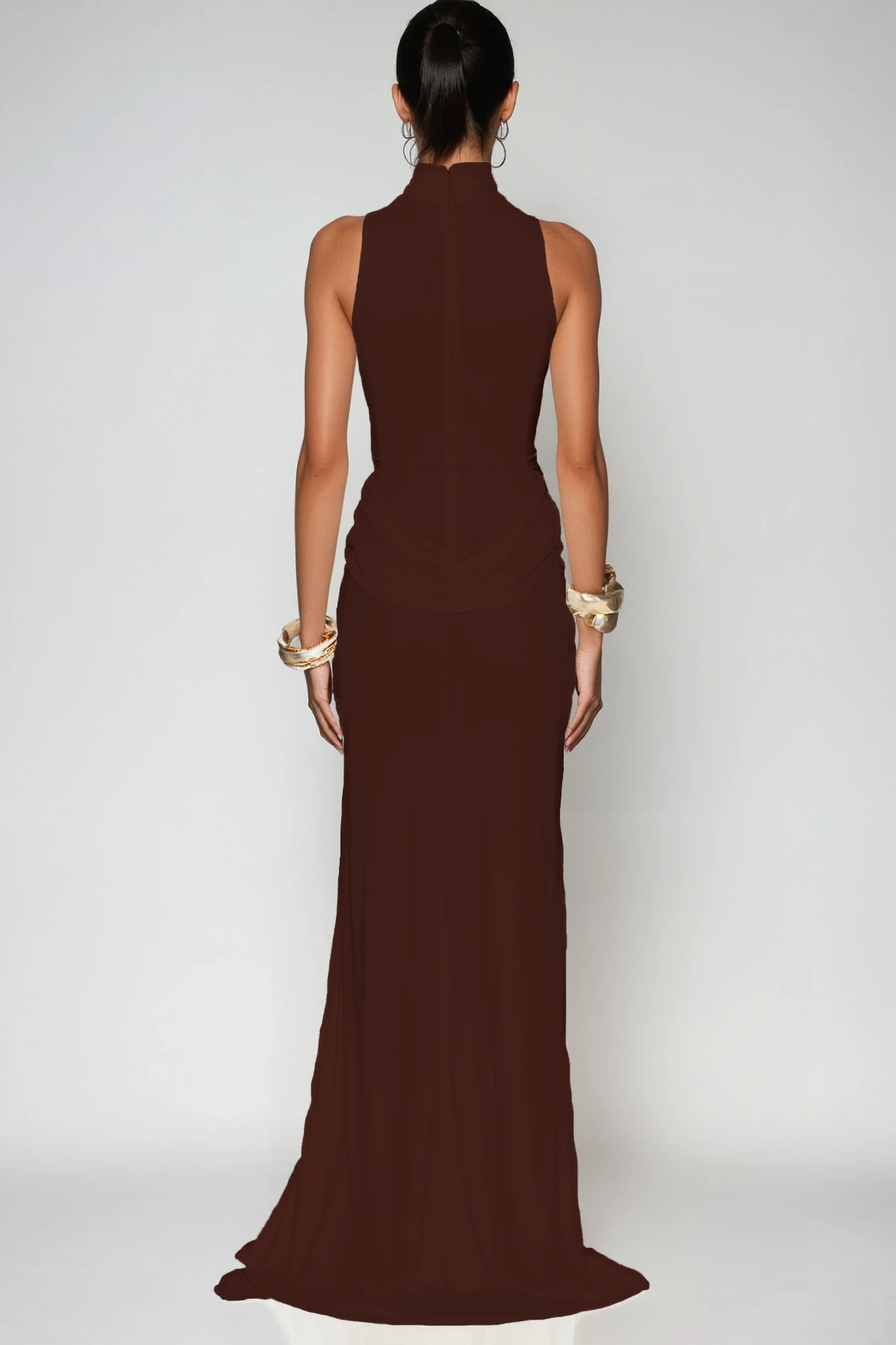 Canaan Ruch Sleeveless Split Maxi Dress in Brown