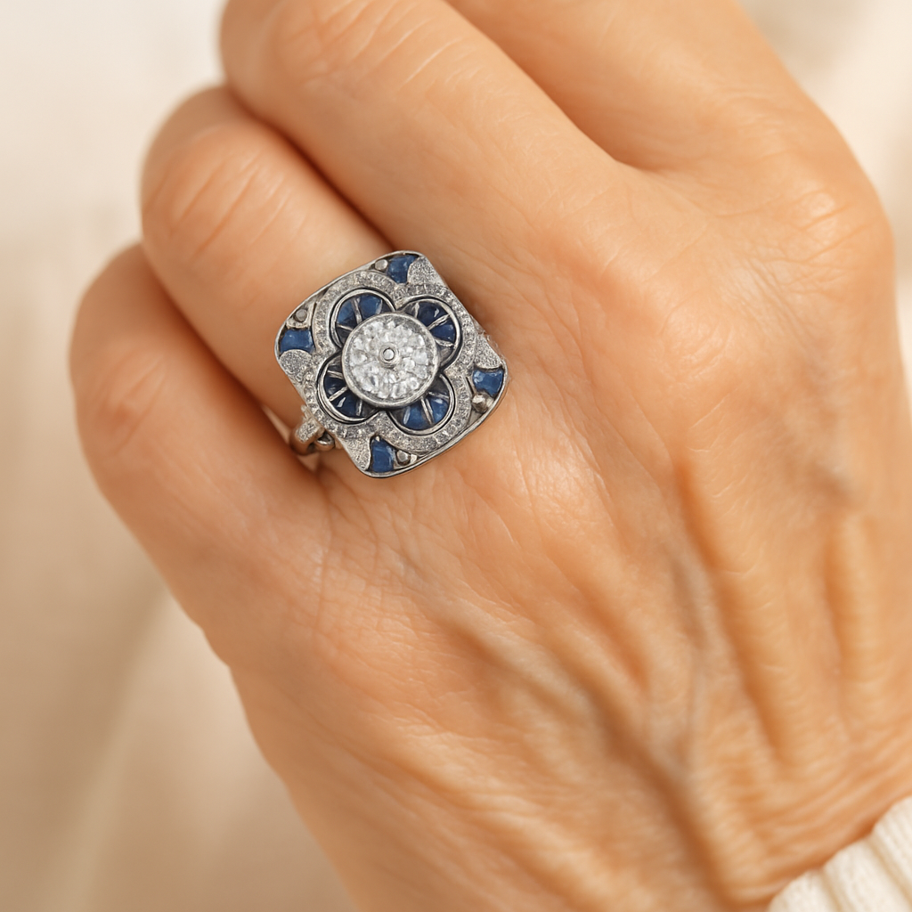 Silver Ring With Blue Zirconia