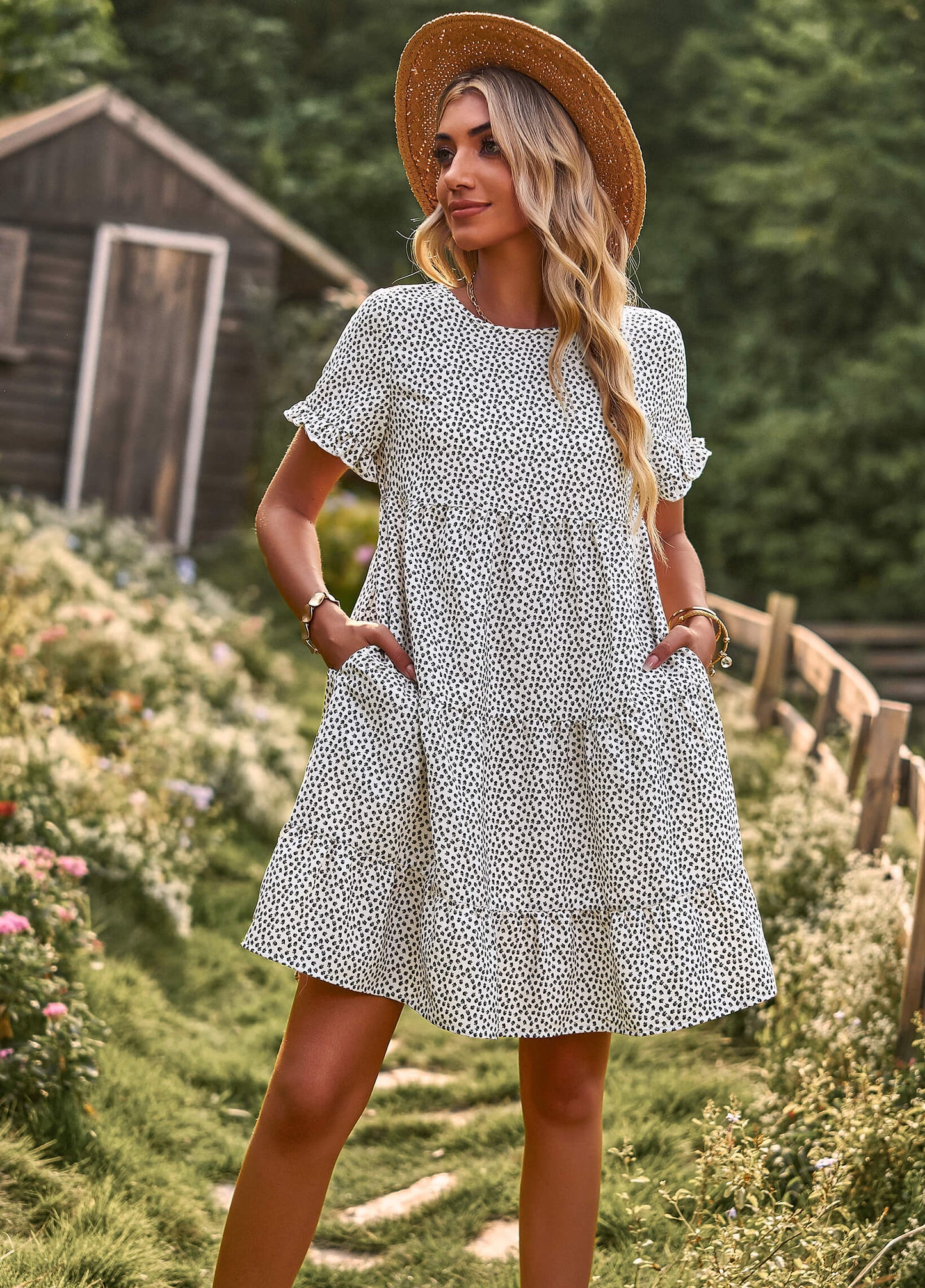 Sunshine Spot Mini Dress - Cream