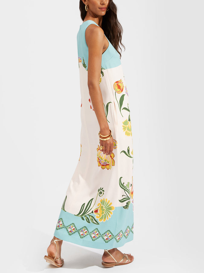 Exquisite Sunshine Print Sleeveless Midi Dress
