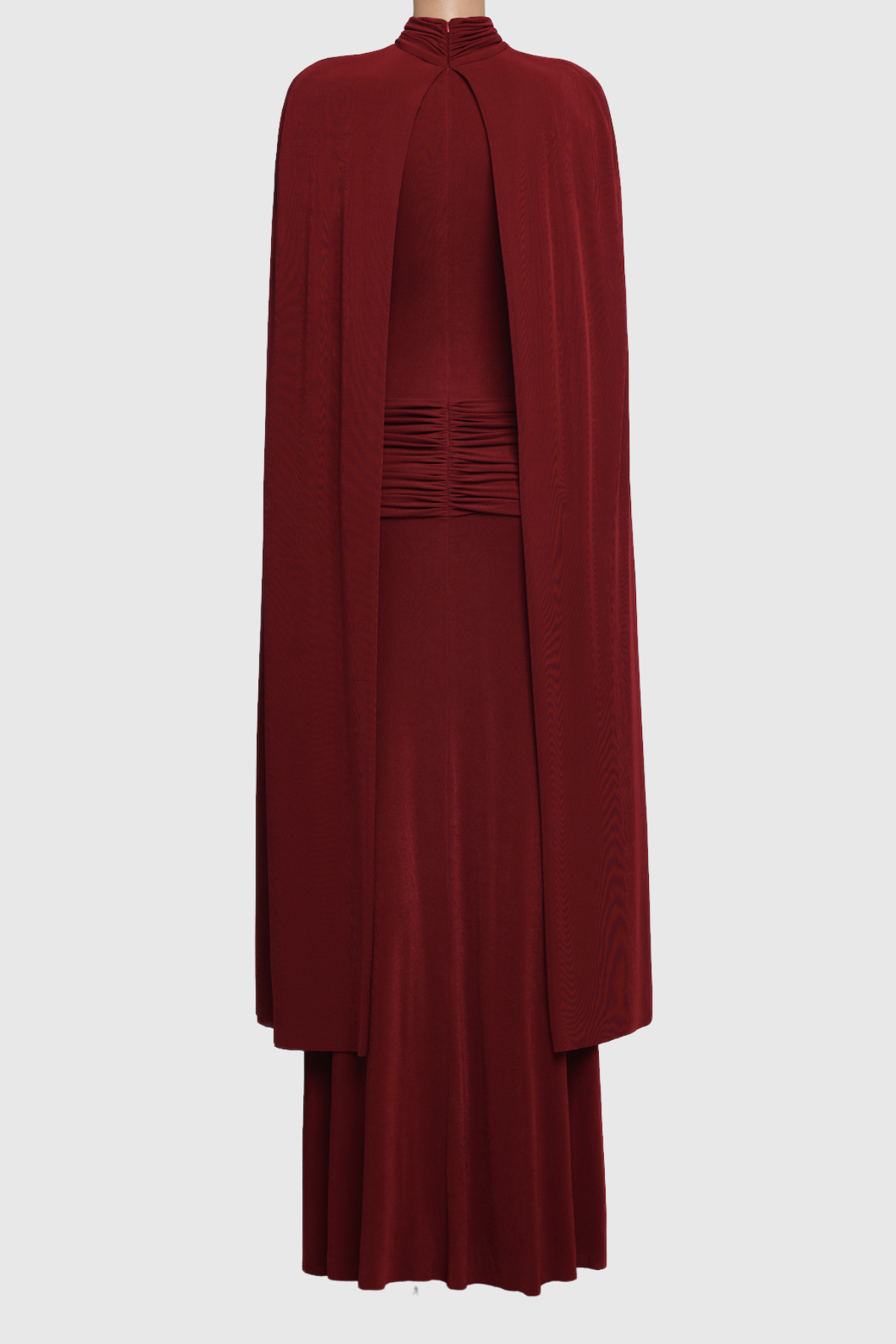 Danielius Bodycon Ruch Shawl Maxi Dress in Red