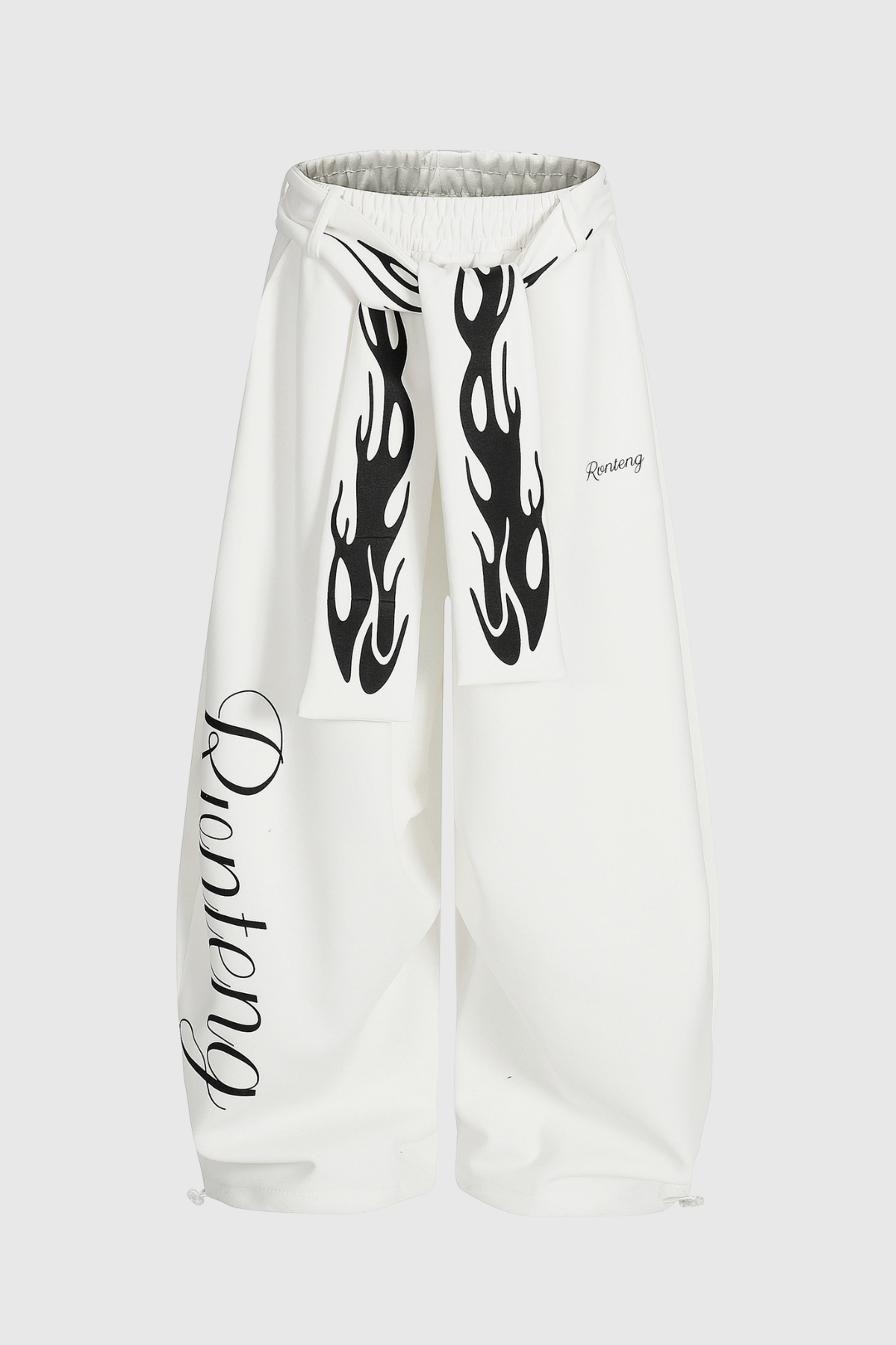 Deeann Print Tie Up Pants in White