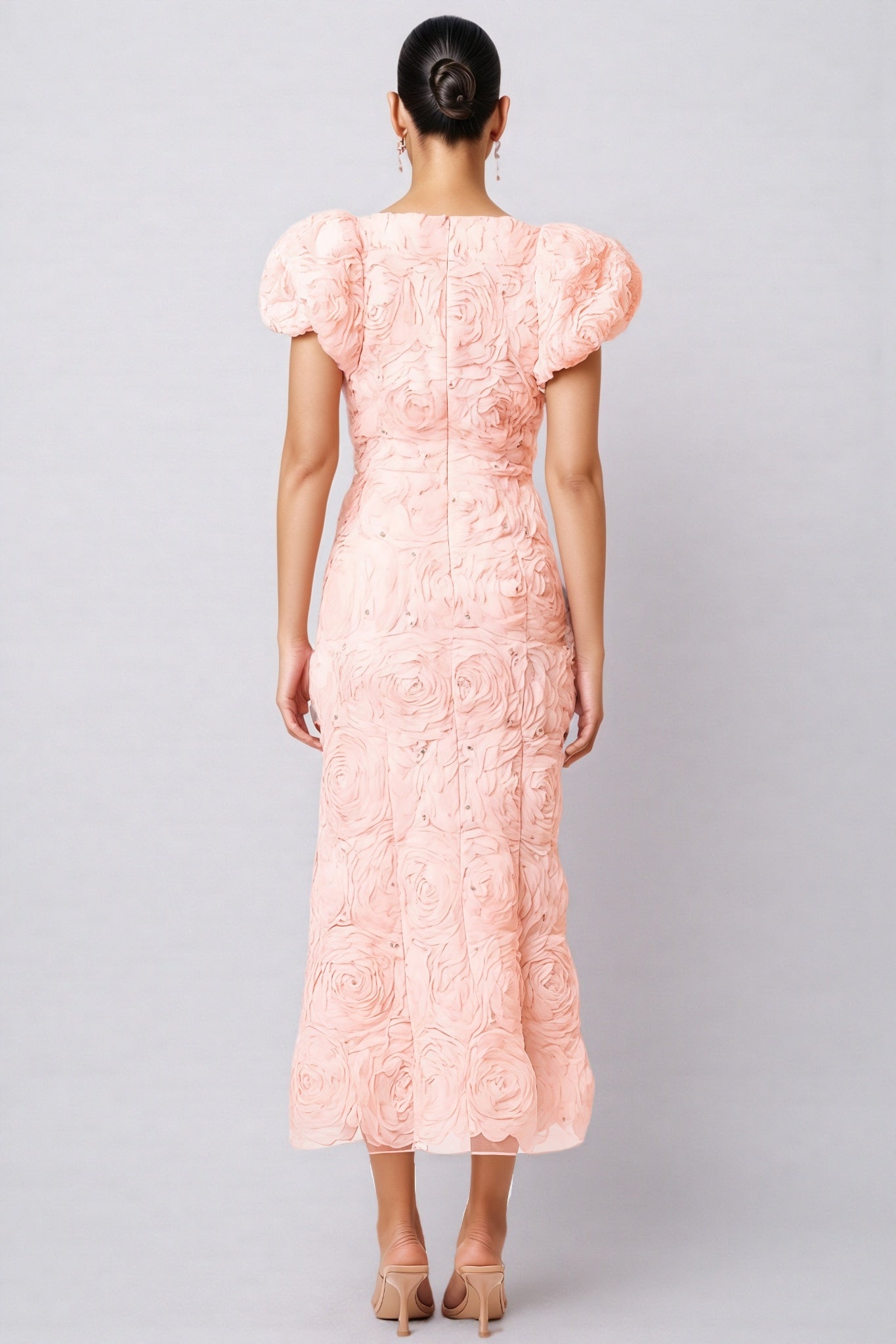 Livia Pink 3d Midi Dress