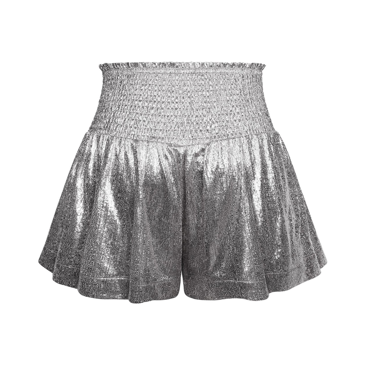 Choose to Sparkle Metallic Shorts - Silver