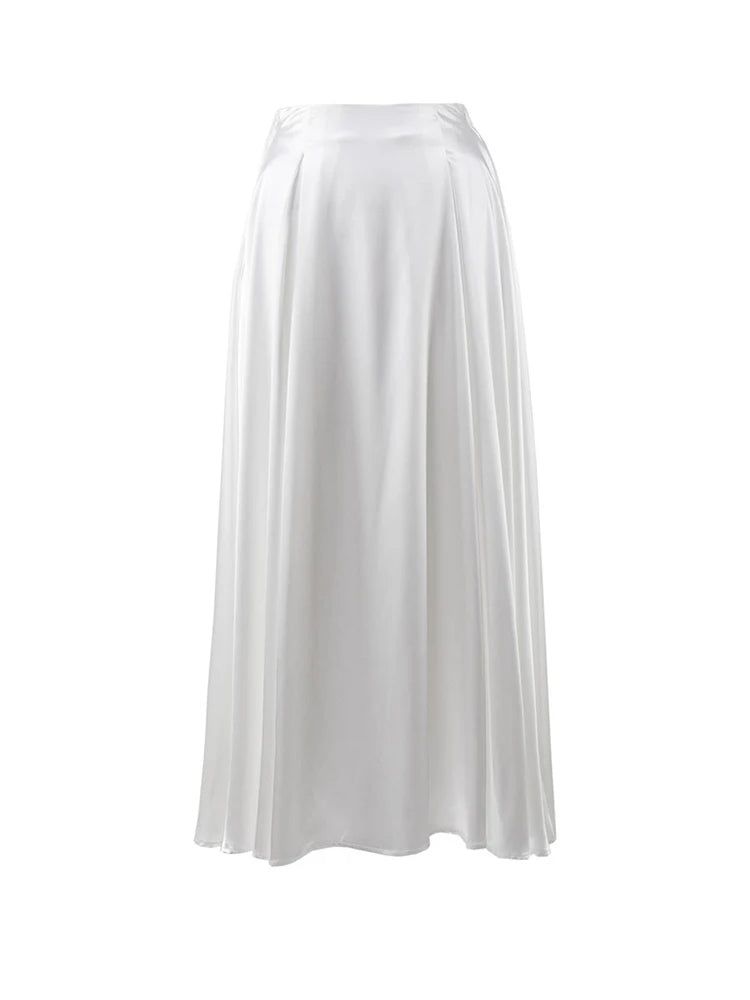 Satin Loose High Waist Classic Maxi Skirt