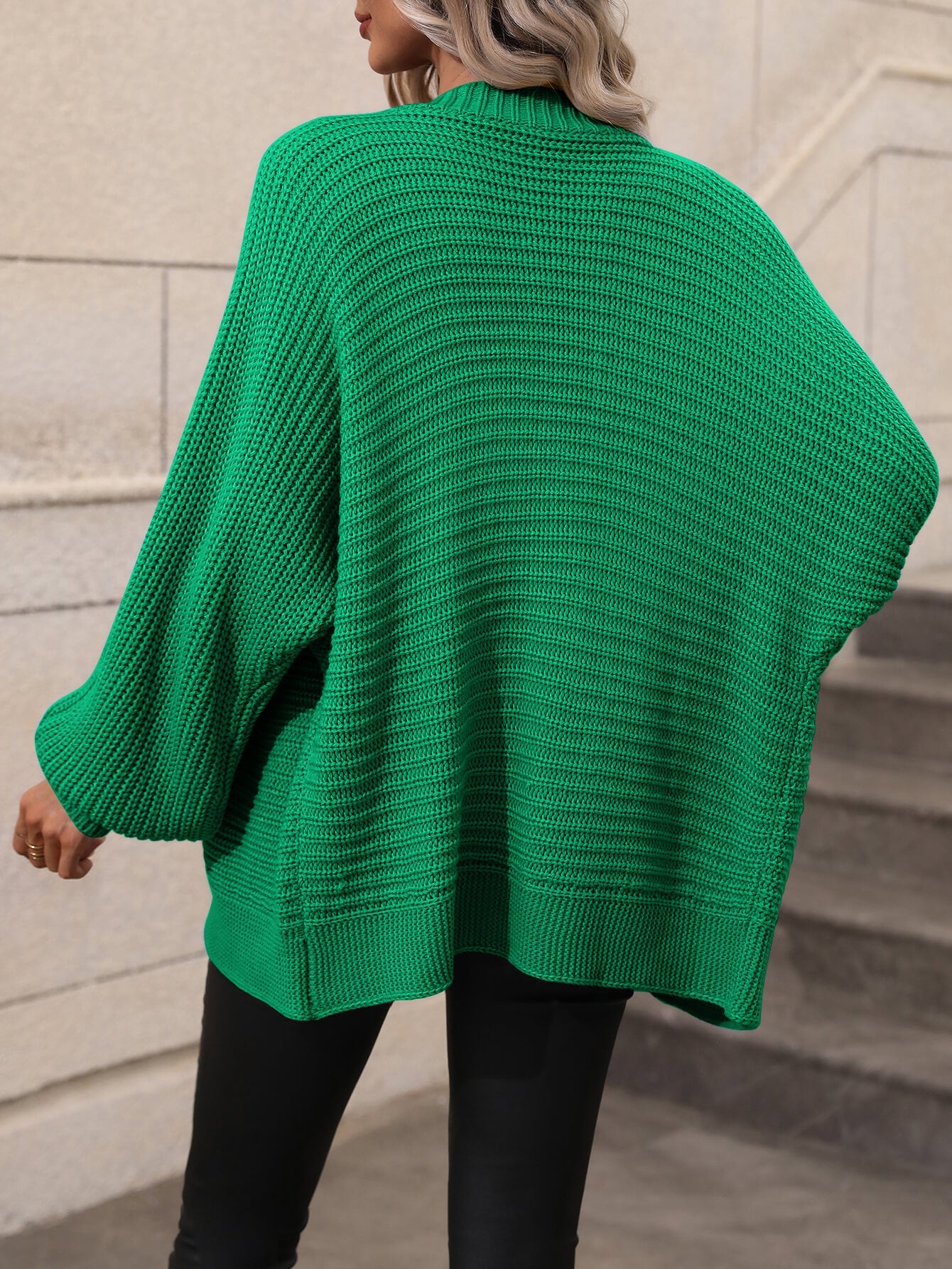 Button Up Oversized Knit Cardigan - Green
