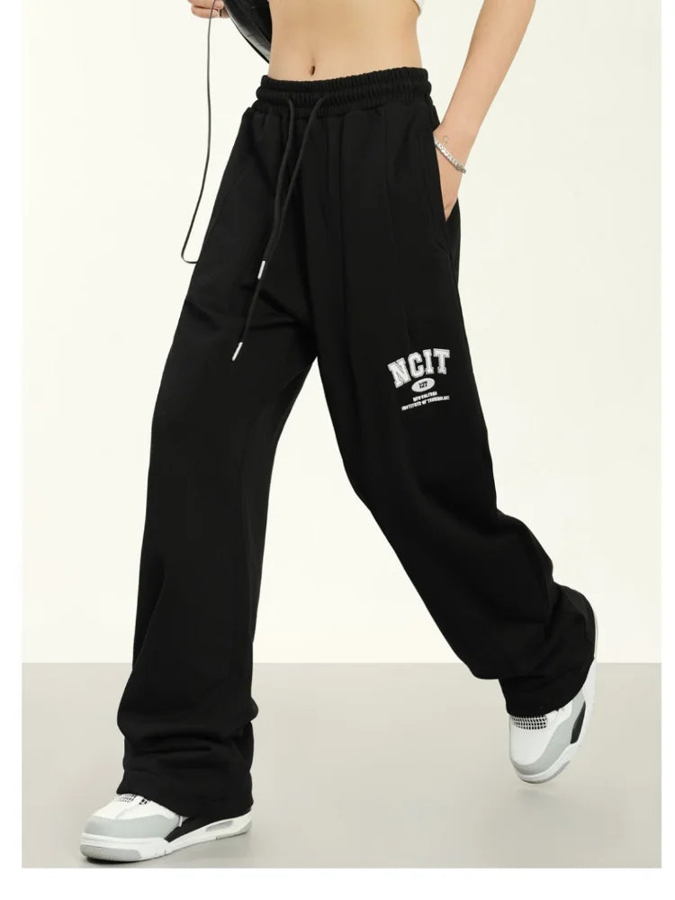 Hippie Letter Track Korean Style Jogging Sweatpants Wide Leg Pant
