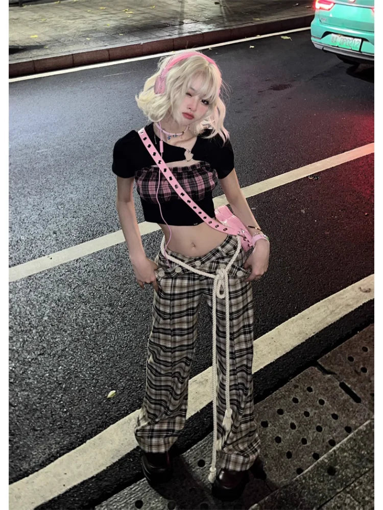 Y2k Plaid Aesthetic High Waist Checkered Korean Style Harajuku Pant