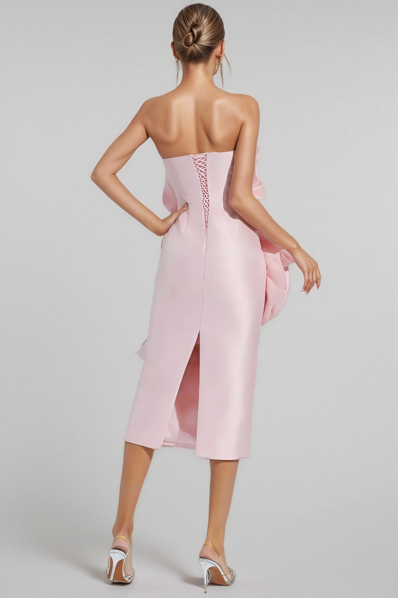 Molia Pink Strapless Midi Dress