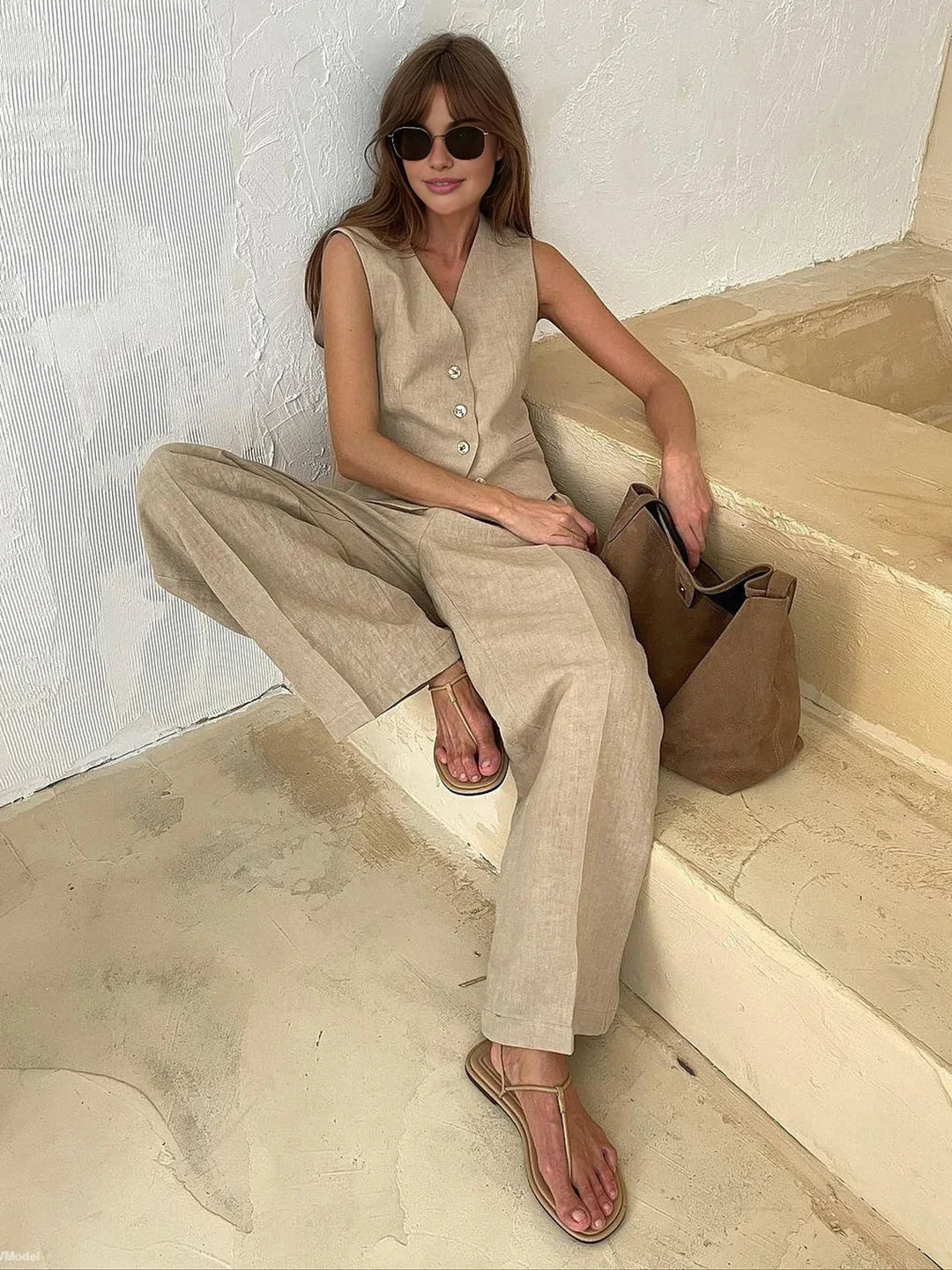 Always Cotton & Linen Pants Matching Set