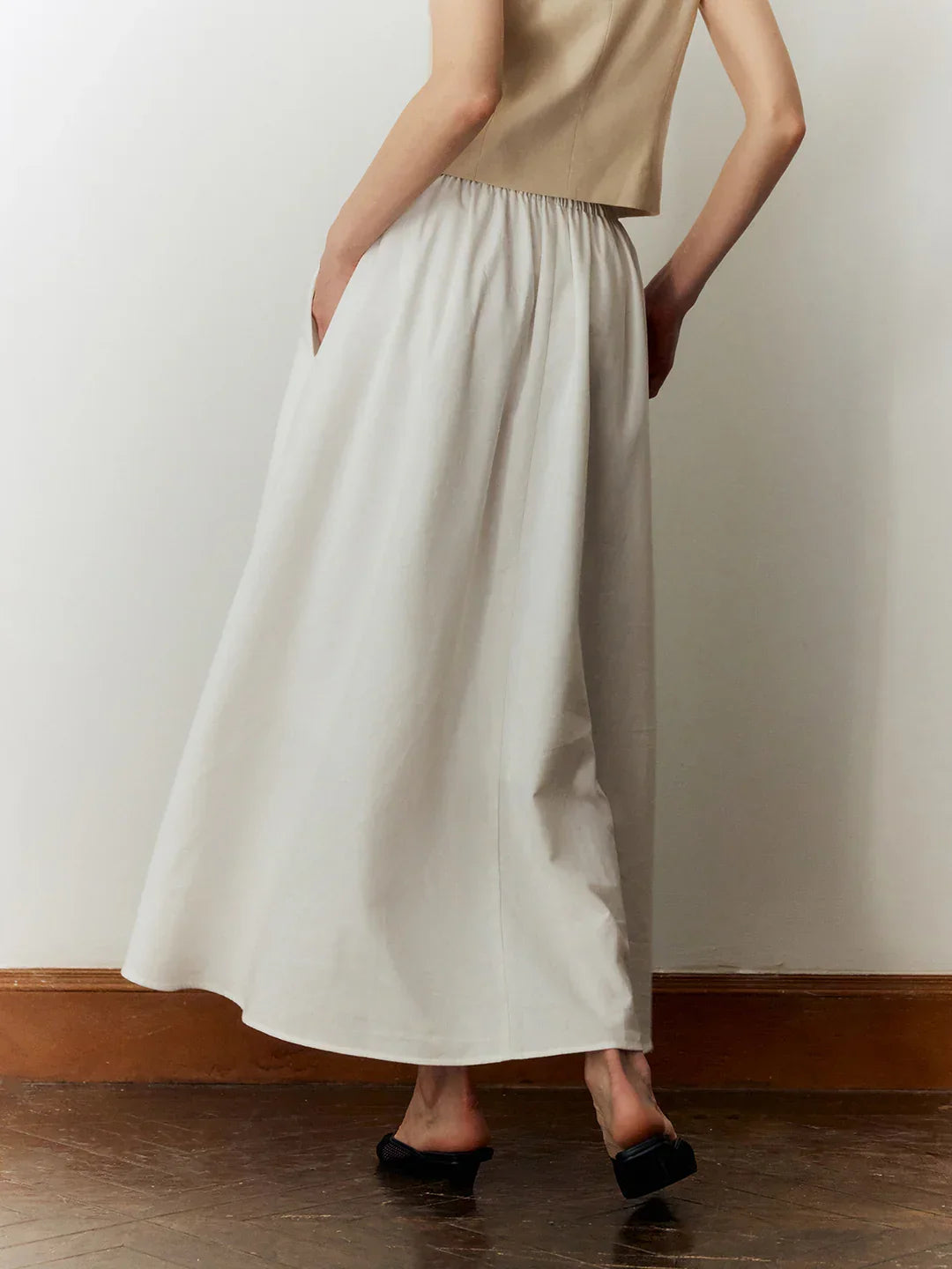Temperament Commuting Color Slim Pleated Skirt