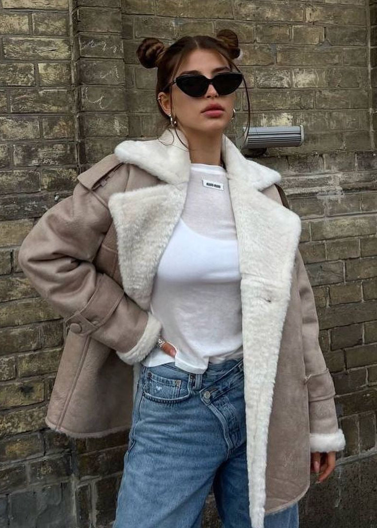 Aspen Luxe – Brown Shearling-lined Winter Coat