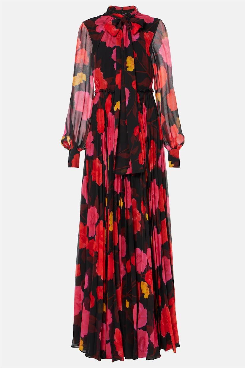 Abstract Print Long Sleeve Lace Up Midi Dress