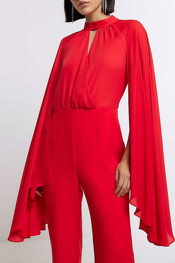 Cape Sleeve Top & Mid Waist Pants Set