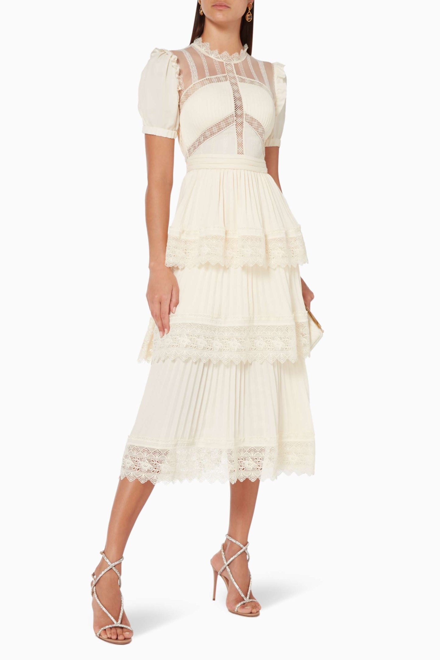 Lace Ruffle Midi Dress