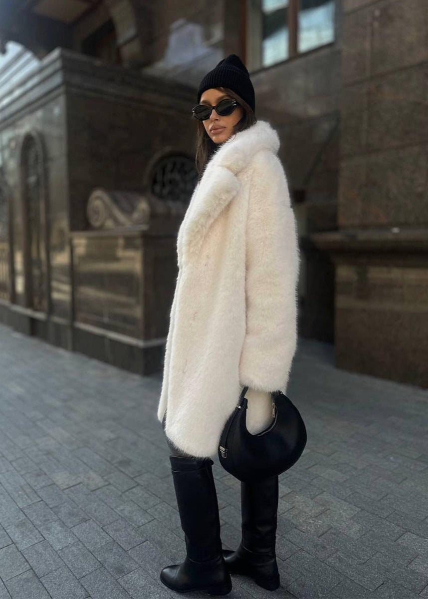 Aria Long Faux Fur Coat – Plush Winter Outerwear