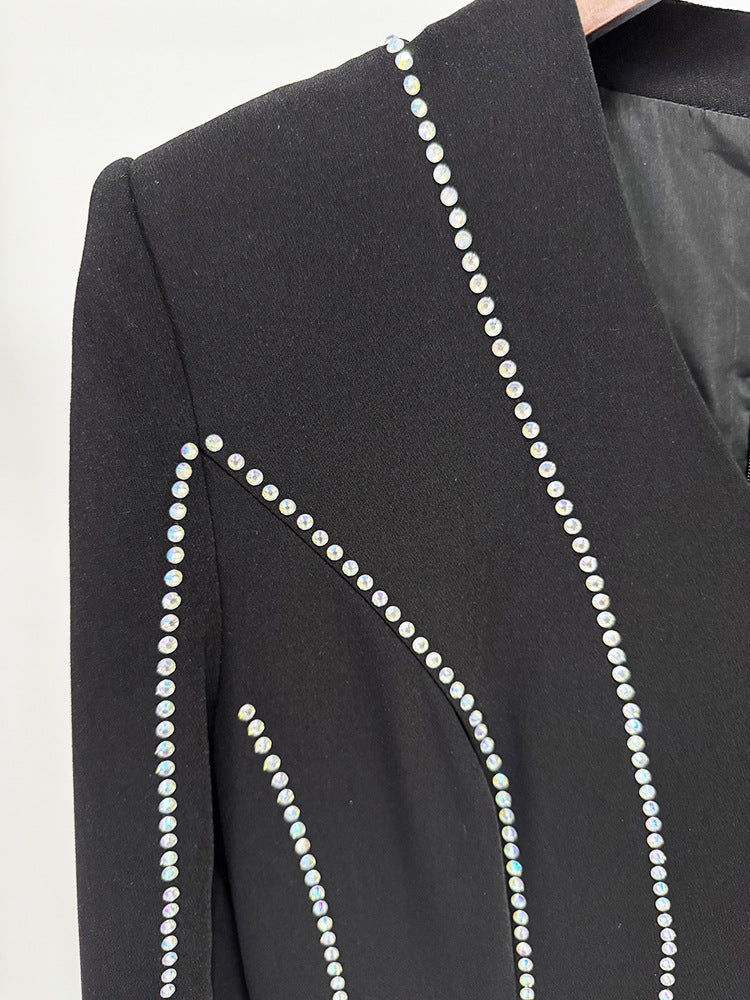 Luxrtp Black Rhinestone Maxi Dress